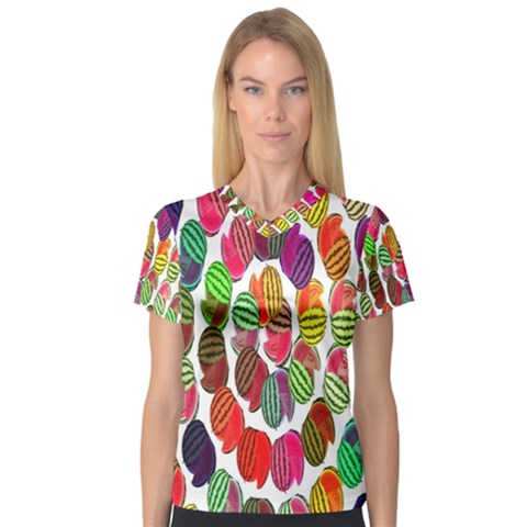 Watermelon V-neck Sport Mesh Tee by nateshop