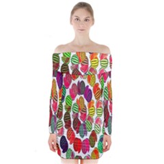 Watermelon Long Sleeve Off Shoulder Dress by nateshop