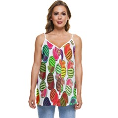 Watermelon Casual Spaghetti Strap Chiffon Top