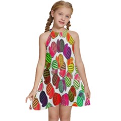 Watermelon Kids  Halter Collar Waist Tie Chiffon Dress