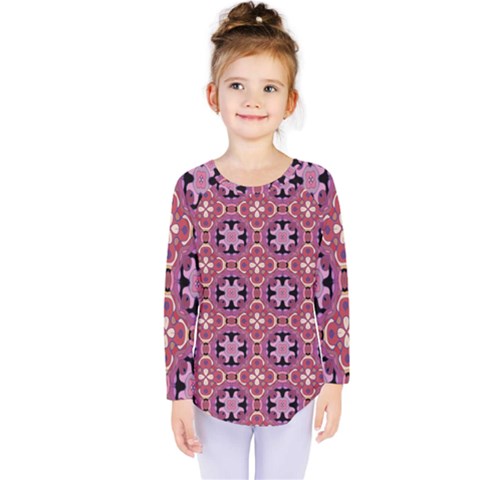 Abstract-background-motif Kids  Long Sleeve Tee by nateshop