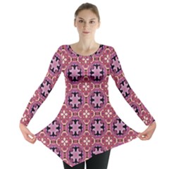 Abstract-background-motif Long Sleeve Tunic  by nateshop