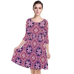 Abstract-background-motif Quarter Sleeve Waist Band Dress by nateshop