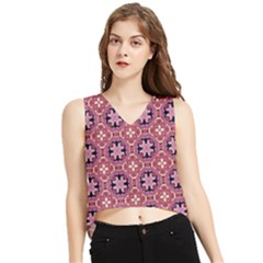 Abstract-background-motif V-neck Cropped Tank Top by nateshop