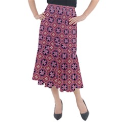 Abstract-background-motif Midi Mermaid Skirt by nateshop