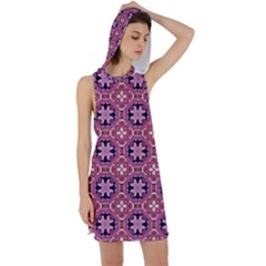 Abstract-background-motif Racer Back Hoodie Dress