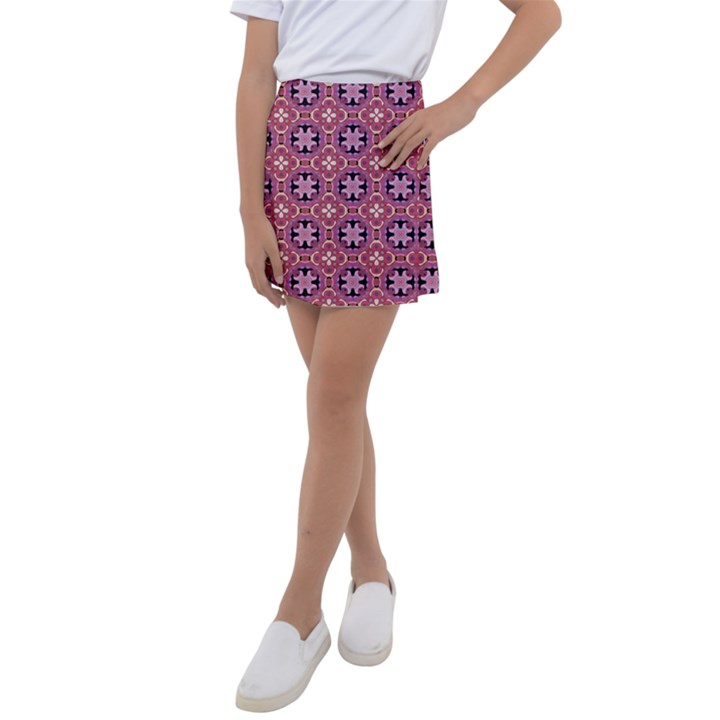 Abstract-background-motif Kids  Tennis Skirt