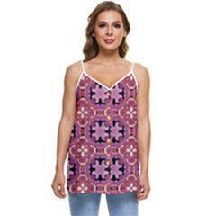 Abstract-background-motif Casual Spaghetti Strap Chiffon Top