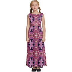 Abstract-background-motif Kids  Satin Sleeveless Maxi Dress