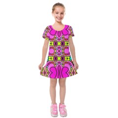 Abstract-karakkter Kids  Short Sleeve Velvet Dress by nateshop