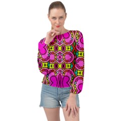 Abstract-karakkter Banded Bottom Chiffon Top by nateshop