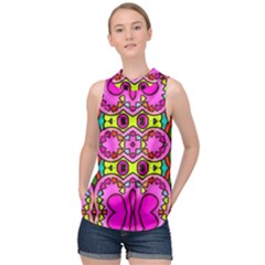 Abstract-karakkter High Neck Satin Top by nateshop