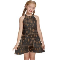 Abstract Dots Kids  Halter Collar Waist Tie Chiffon Dress by nateshop