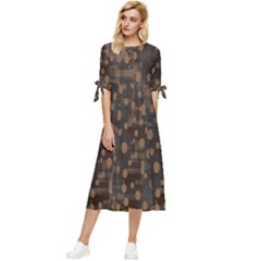 Abstract Dots Bow Sleeve Chiffon Midi Dress by nateshop