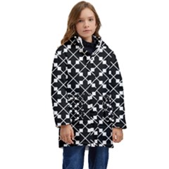 Abstract-black Kid s Hooded Longline Puffer Jacket