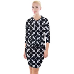 Abstract-black Quarter Sleeve Hood Bodycon Dress by nateshop