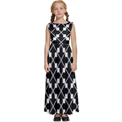 Abstract-black Kids  Satin Sleeveless Maxi Dress