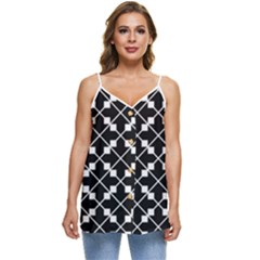 Abstract-black Casual Spaghetti Strap Chiffon Top