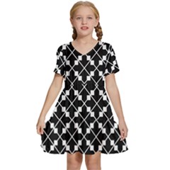 Abstract-black Kids  Short Sleeve Tiered Mini Dress