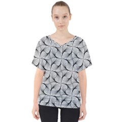 Abstract-gray V-neck Dolman Drape Top by nateshop