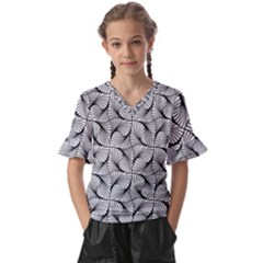 Abstract-gray Kids  V-neck Horn Sleeve Blouse