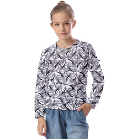 Abstract-gray Kids  Long Sleeve Tee With Frill  by nateshop