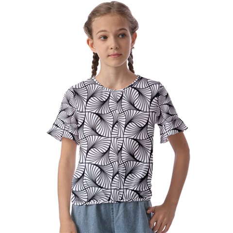 Abstract-gray Kids  Cuff Sleeve Scrunch Bottom Tee by nateshop