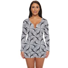 Abstract-gray Long Sleeve Boyleg Swimsuit by nateshop