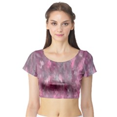 Abstract-pink Short Sleeve Crop Top by nateshop