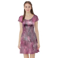 Abstract-pink Short Sleeve Skater Dress by nateshop