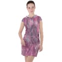 Abstract-pink Drawstring Hooded Dress View1