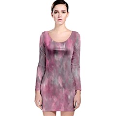 Abstract-pink Long Sleeve Velvet Bodycon Dress