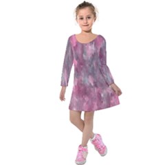 Abstract-pink Kids  Long Sleeve Velvet Dress by nateshop