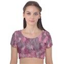 Abstract-pink Velvet Short Sleeve Crop Top  View1