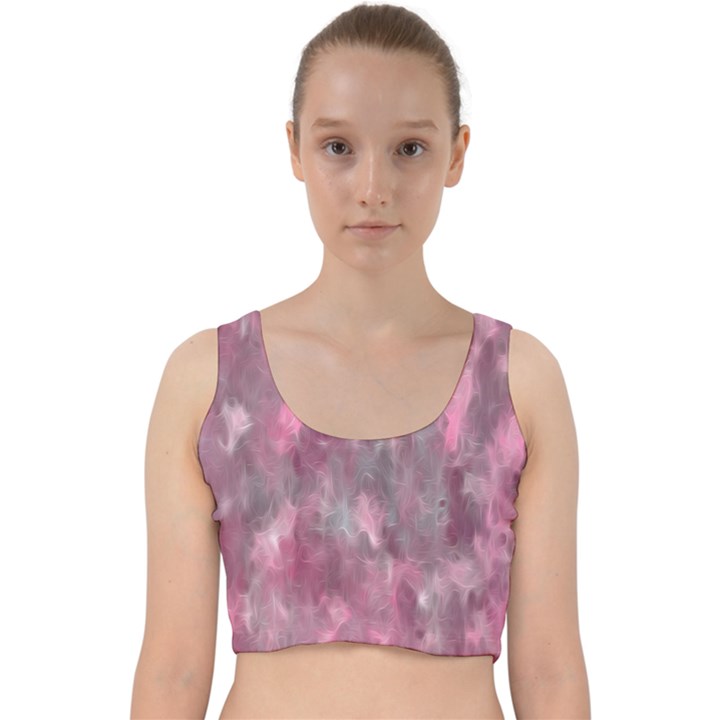 Abstract-pink Velvet Racer Back Crop Top