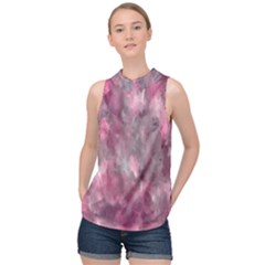 Abstract-pink High Neck Satin Top by nateshop