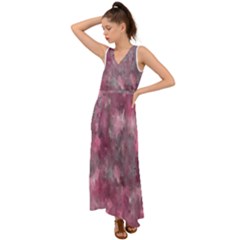 Abstract-pink V-neck Chiffon Maxi Dress by nateshop