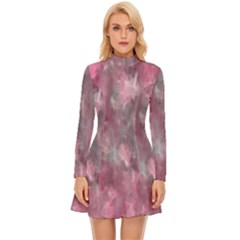 Abstract-pink Long Sleeve Velour Longline Dress by nateshop