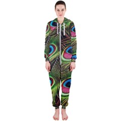 Peacock-feathers-color-plumage Hooded Jumpsuit (ladies)