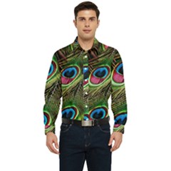 Peacock-feathers-color-plumage Men s Long Sleeve  Shirt by Celenk