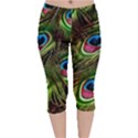 Peacock-feathers-color-plumage Velvet Capri Leggings  View1