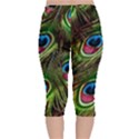 Peacock-feathers-color-plumage Velvet Capri Leggings  View2