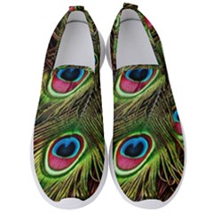 Peacock-feathers-color-plumage Men s Slip On Sneakers by Celenk