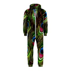 Peacock-feathers-color-plumage Hooded Jumpsuit (kids)