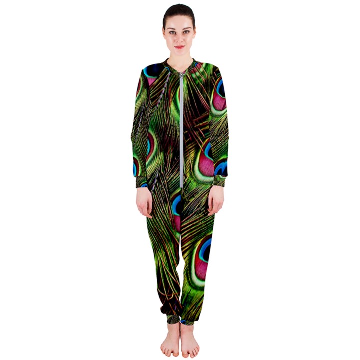 Peacock-feathers-color-plumage OnePiece Jumpsuit (Ladies)