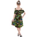 Peacock-feathers-color-plumage Kids  Cut Out Shoulders Chiffon Dress View2