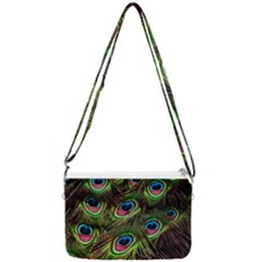 Peacock-feathers-color-plumage Double Gusset Crossbody Bag by Celenk