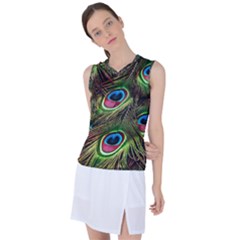 Peacock-feathers-color-plumage Women s Sleeveless Sports Top by Celenk