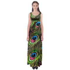 Peacock-feathers-color-plumage Empire Waist Maxi Dress by Celenk