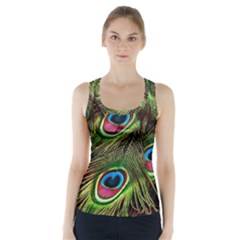 Peacock-feathers-color-plumage Racer Back Sports Top by Celenk